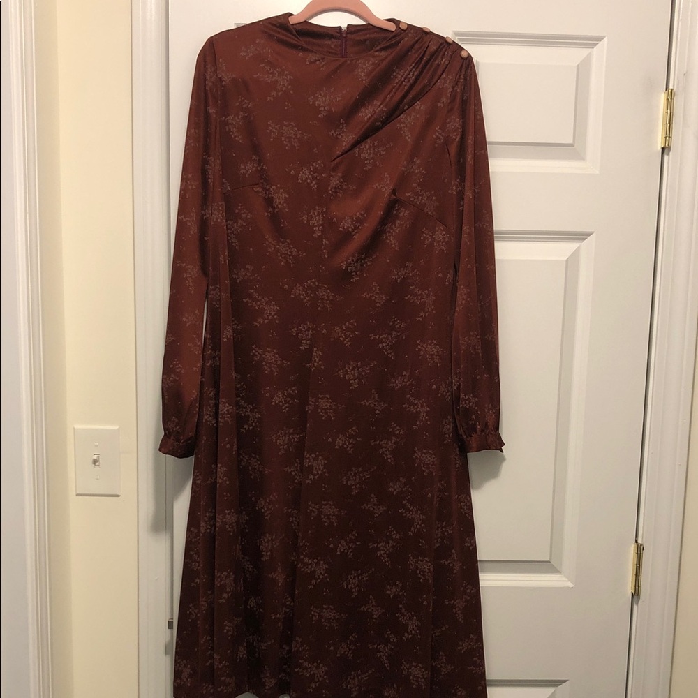 Elegant Brown Floral Dress